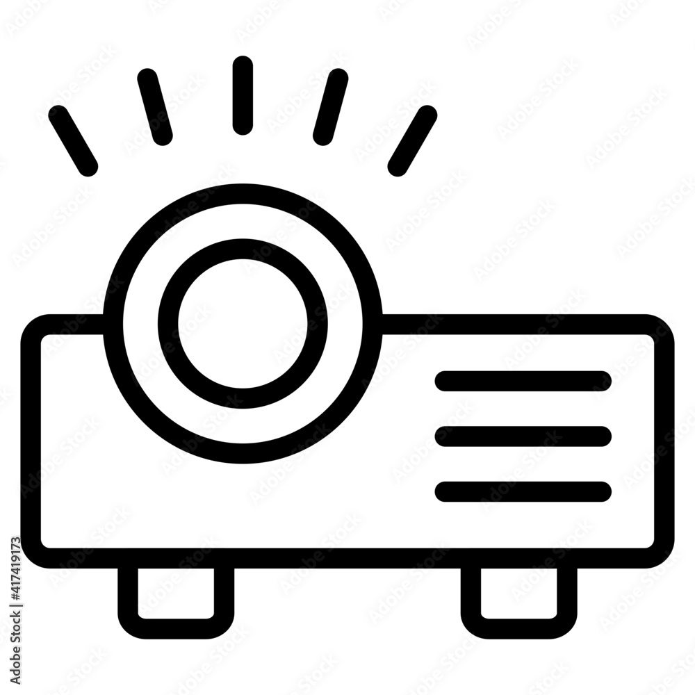 Multimedia device icon, outline design of projector Multimedia device icon, outline design of projector