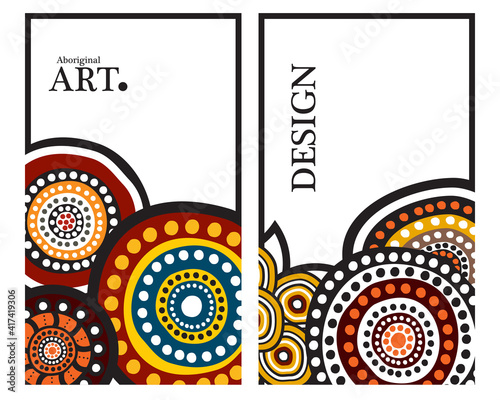 Colorful Abstract Banner Template with aboriginal art style for Web Design, Landing page, and Print Material