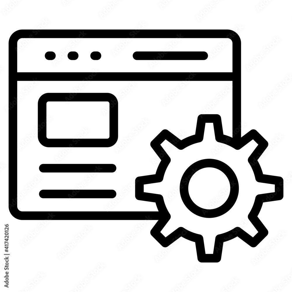 Gear with webpage, web setting icon Gear with webpage, web setting icon