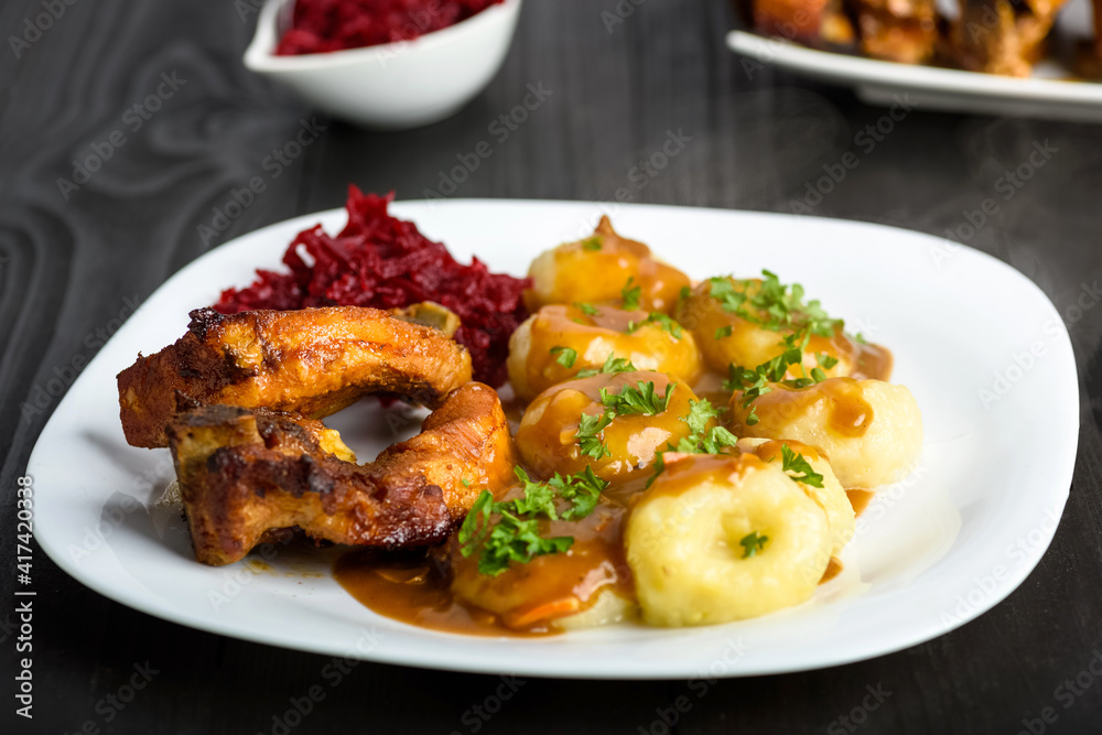 Ribs in honey and dumplings