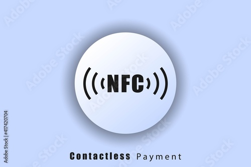 Wireless payment. NFC icons. Contactless payment icon. User interface icon. White web button neomorphism. Vector EPS10