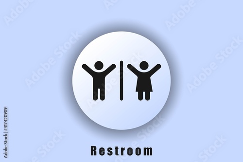 Male and female toilet symbol. WC icon Toilet icon. Man and woman. Bathroom floor signs. User interface icon. White web button neomorphism. Vector EPS10