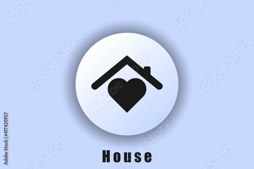 House with heart, symbol of the house of love. Stay home. Quarantine. Button. Hospital. Happy family. User interface icon. Neomorphism. Vector EPS10