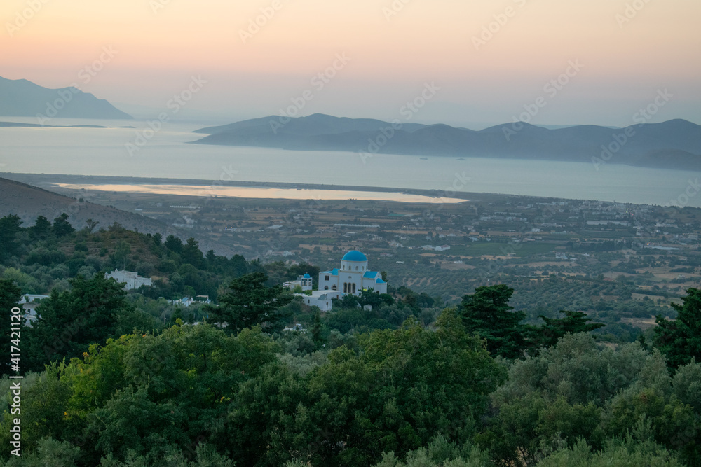 Obraz premium sunset over the church in Kos Island, Greece