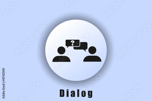 Dialogue icon. Chat icon. Ask the faq icon. People talk icon. White ui web button. Vector EPS10
