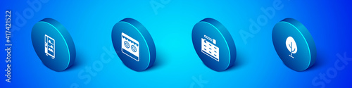 Set Isometric Vending machine, Arcade game, Tree and Shooting gallery icon. Vector.