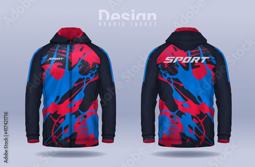 Hoodie shirts template.Jacket Design,Sportswear Track front and back view.