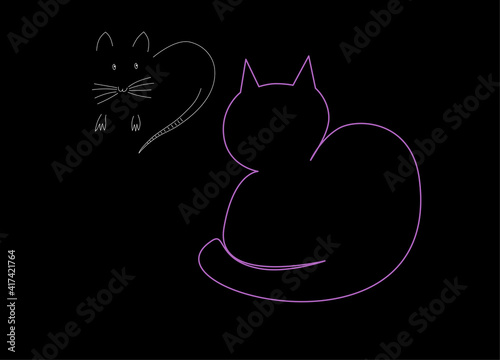 Silhouette einer Katze und einer Maus (Vektor)