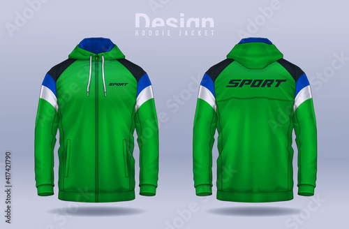 Hoodie shirts template.Jacket Design,Sportswear Track front and back view.