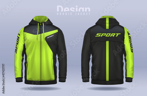 Hoodie shirts template.Jacket Design,Sportswear Track front and back view.