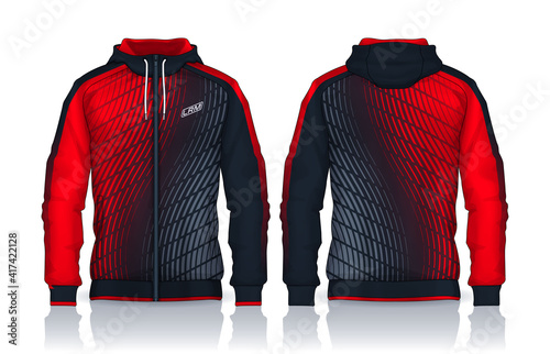 Hoodie shirts template.Jacket Design,Sportswear Track front and back view.