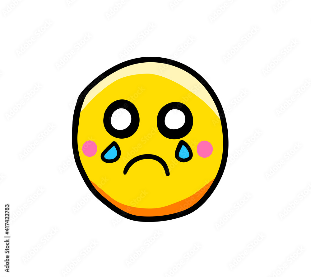 Fototapeta premium Stylized Cartoon Sad Crying Emoticon