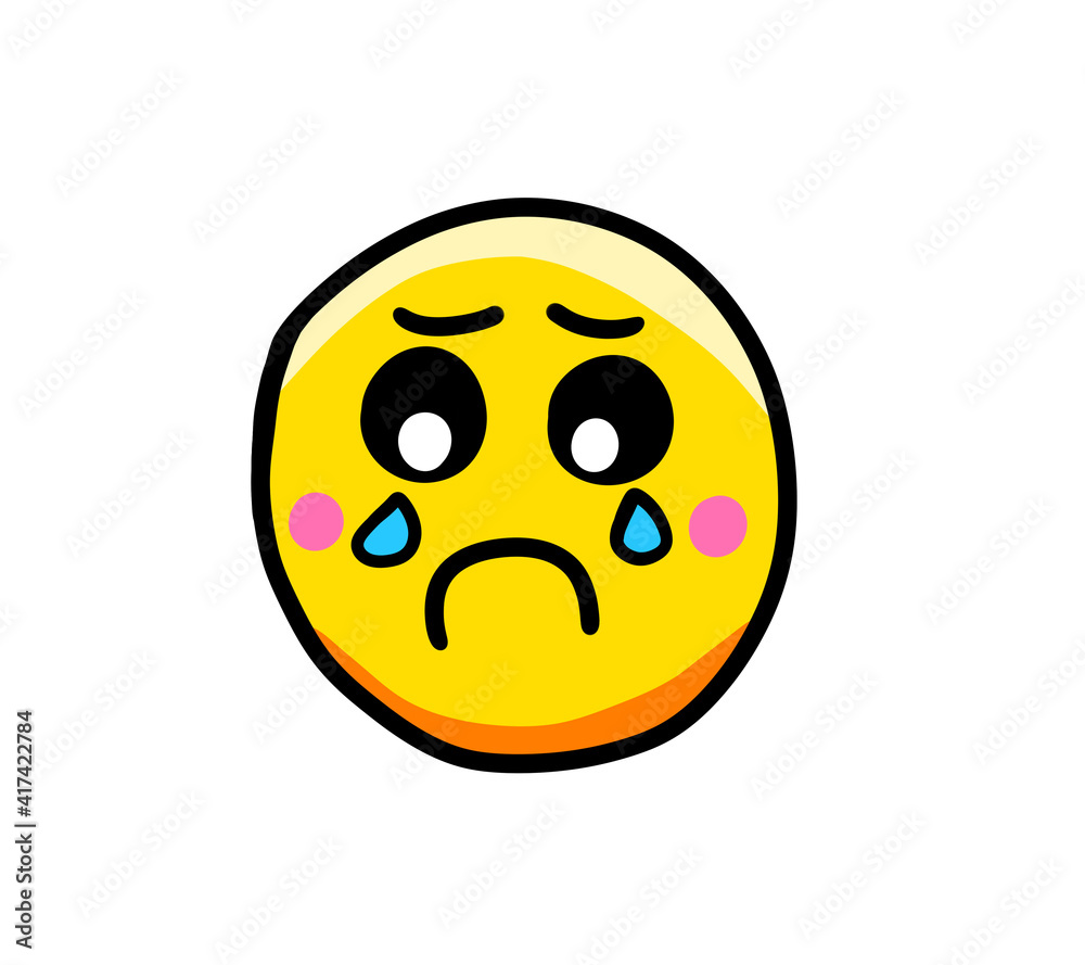 Fototapeta premium Stylized Cartoon Sad Crying Emoticon