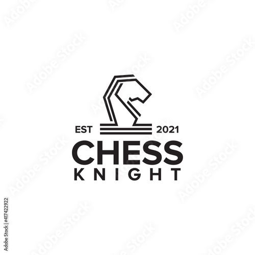 Chess knight logo with monoline design