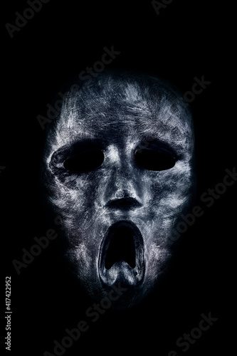 Creepy ghost head isolated on black background