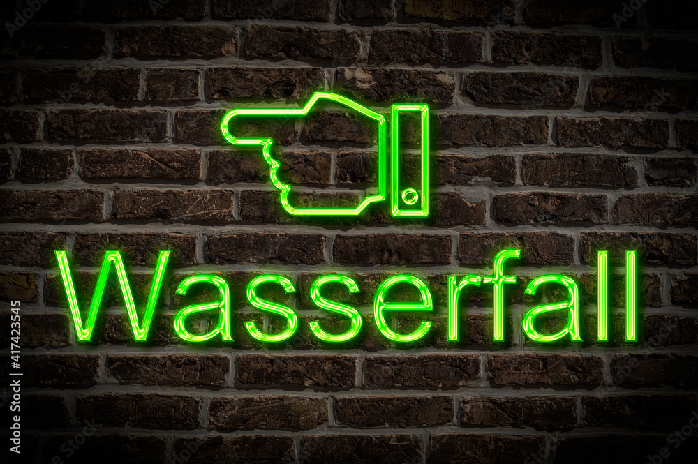 Fototapeta premium Leuchtreklame Wasserfall