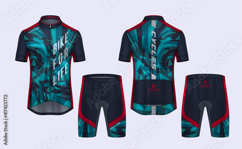 Cycling Jerseys mockup,t-shirt sport design template,uniform for bicycle apparel.