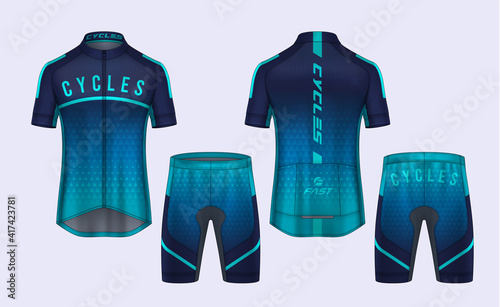 Cycling Jerseys mockup,t-shirt sport design template,uniform for bicycle apparel.