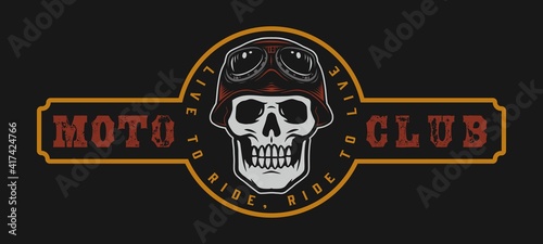 Motorcycle club vintage colorful label