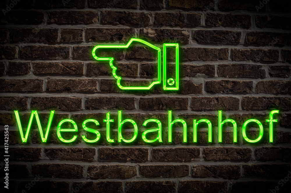Fototapeta premium Leuchtreklame Westbahnhof