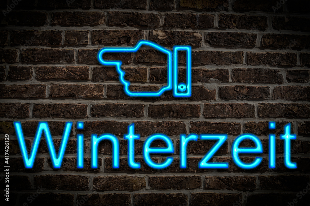 Fototapeta premium Leuchtreklame Winterzeit