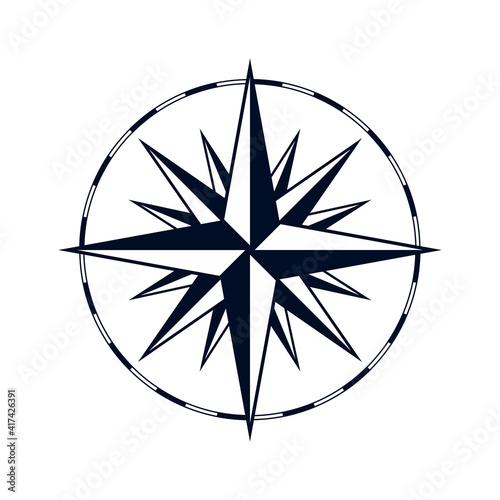 12 point nautical star icon. Clipart image isolated on white background