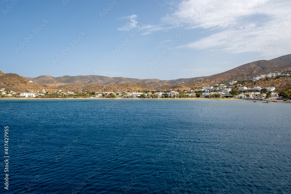 Panorama of Ios, a Greek island in the Cyclades group in the Aegean Sea. Greece