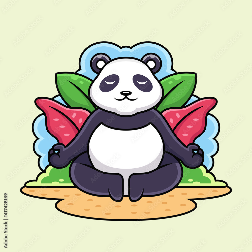 Cute Panda doing Yoga Cartoon. Animal Vector Icon Illustration, Isolated on Beige Background Cute Panda doing Yoga Cartoon. Animal Vector Icon Illustration, Isolated on Beige Background