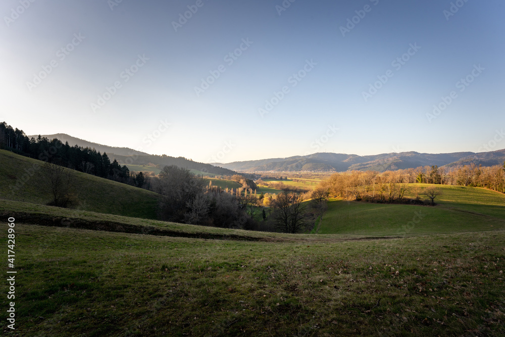 Fototapeta premium Sunset Over The Dreisamtal in the black forest close to Freiburg