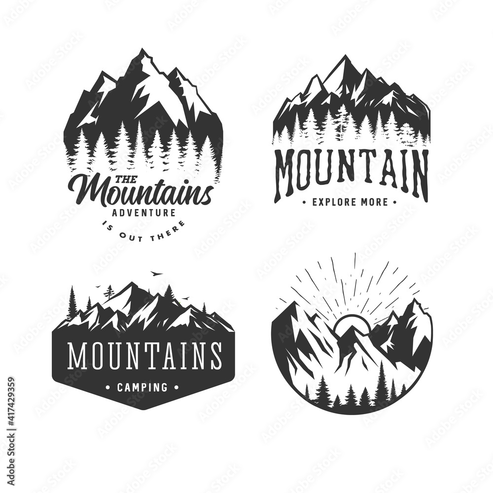 Fototapeta premium Mountains logos set.