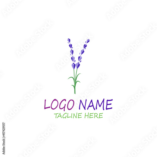 lavender floral aromatic logo vector icon illustration design