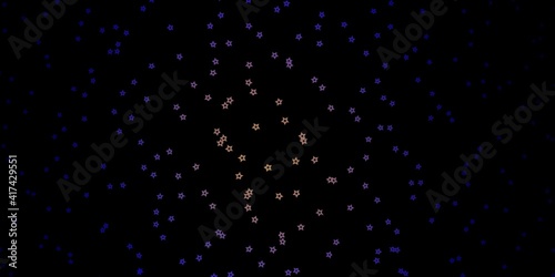 Dark Blue, Red vector pattern with abstract stars.