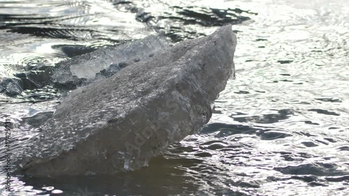 Wallpaper Mural Transparent pieces of ice in the big stream of the river. Spring floods in the river. Torontodigital.ca
