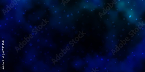 Dark BLUE vector pattern with abstract stars. © Guskova