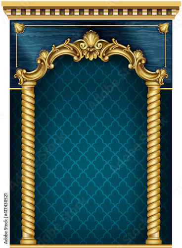 Golden dark classic arch portal and columns