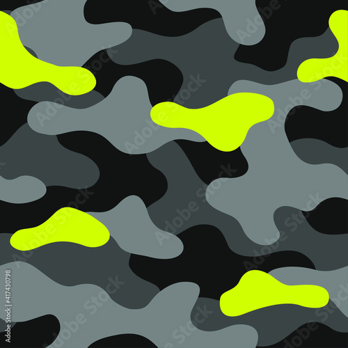 Camo texture seamless pattern. Abstract mdoern endless military camouflage ornament. Vector background.