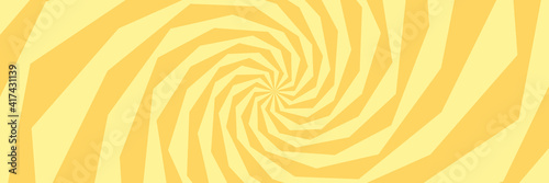 Vector abstract illustration of swirl, vortex pattern. Trendy background in op art style, optical illusion. Long horizontal banner.