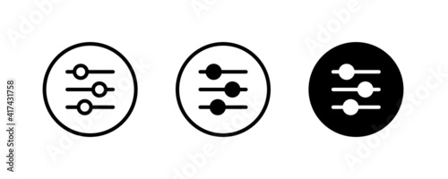 Volume control icon, Equalizer or setting, Sound Mixer Console, Filter control icons button, vector, sign, symbol, logo, illustration, editable stroke