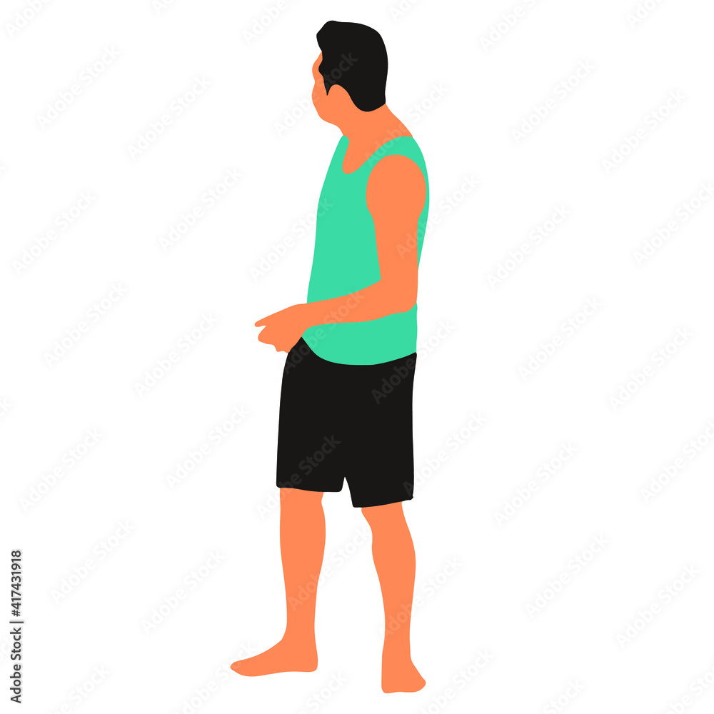 Hand drawn digital vector illustration of man in t-shirt and shorts simple design Hand drawn digital vector illustration of man in t-shirt and shorts simple design