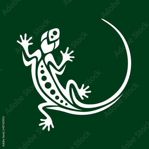 Gecko lizard illustration Maori style ornament. Emblem, icon or logo