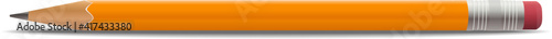 realistic orange sharp lead pencil with eraser on rear end vector illustration