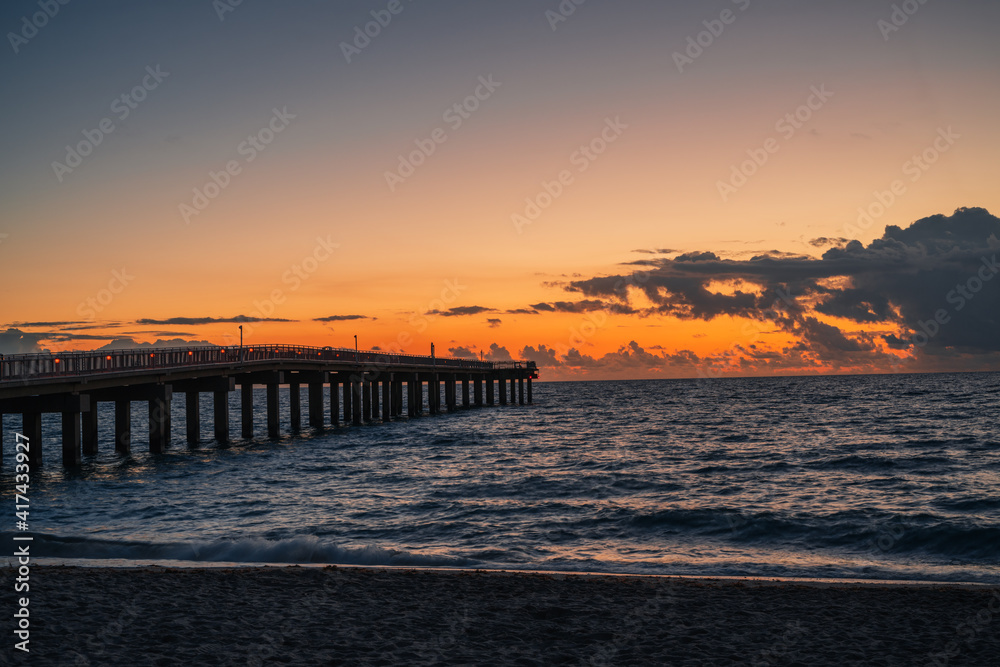 sunset beautiful place beach florida sunny isles horizon ocean sky color orange nature summer 