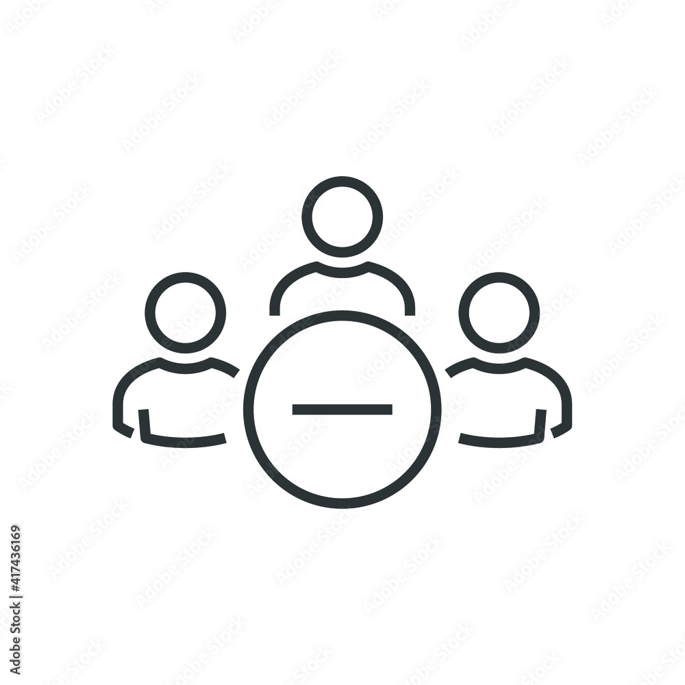 People icons: kicked out of a group, team, department. Team icon with cancel sign. Users icon and close, delete, remove concept. Cancel users sign. Reject members, Delete group People icons: kicked out of a group, team, department. Team icon with cancel sign. Users icon and close, delete, remove concept. Cancel users sign. Reject members, Delete group