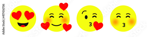 Set of emoji with love emotion. Cute expression.