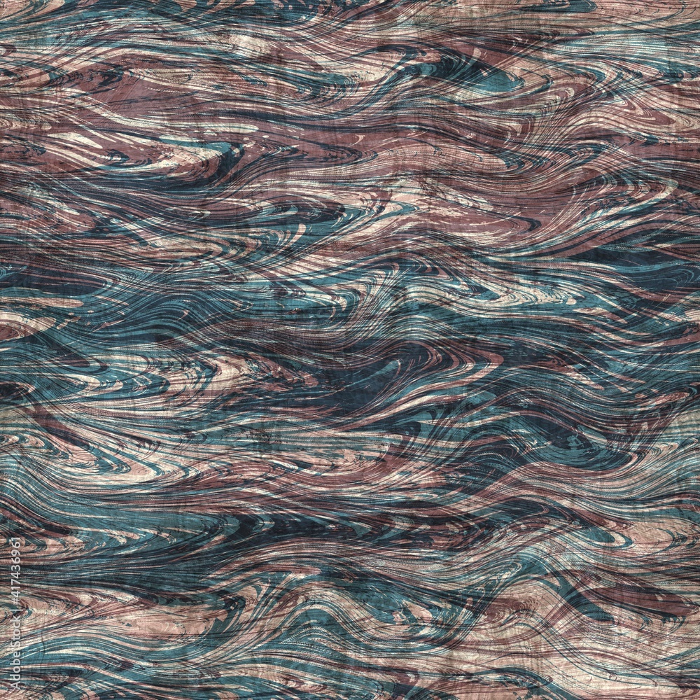 Obraz premium Seamless blue pink cream and navy surface pattern. High quality illustration. Overlaid and multiplied distressed and grungy worn abstract design for print. Detailed artistic repeat tile swatch.