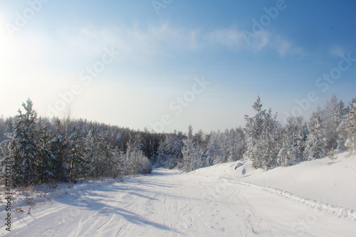 Winter snow mountain landscape photo