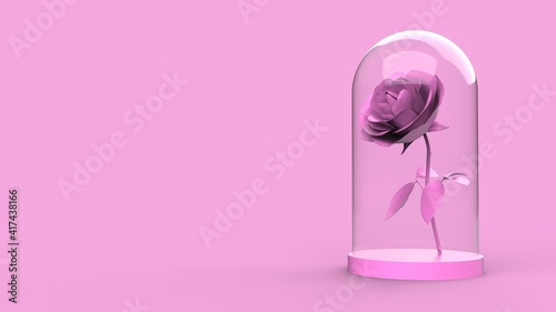 March 8 Women's Day card with blue flowers pink in glass