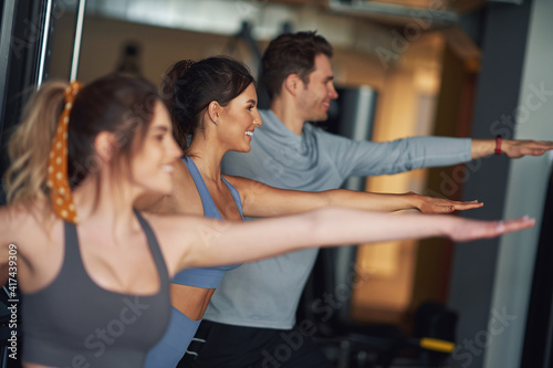 Group of people working out in a gym