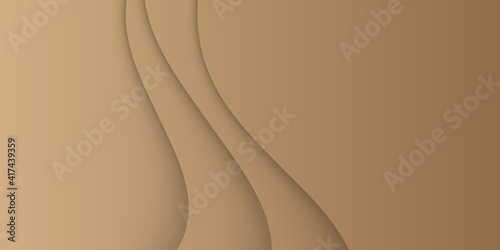 Modern simple brown pastel abstract background with wave element shape. Chocolate wave, abstract dark brown background, smooth satin texture. Abstract soft brown color background with gold lines 