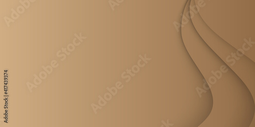 Modern simple brown pastel abstract background with wave element shape. Chocolate wave, abstract dark brown background, smooth satin texture. Abstract soft brown color background with gold lines 